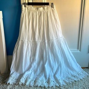 Zara White Maxi Skirt with Lace Detailing